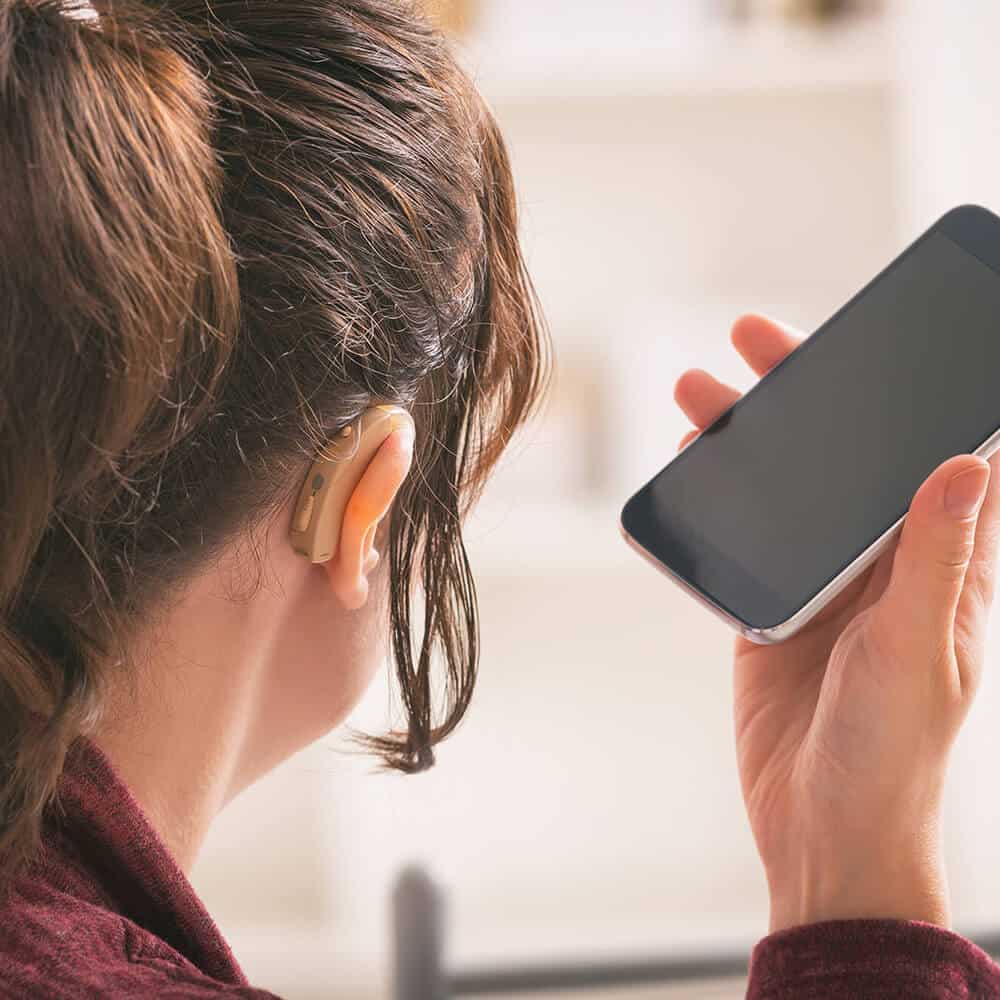 Deaf Woman Using Smart Phone